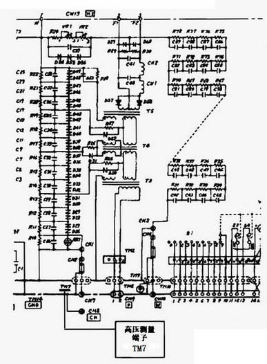 圖5 JEM-2000EX高壓箱部分電路（TM7高壓端子）示意圖